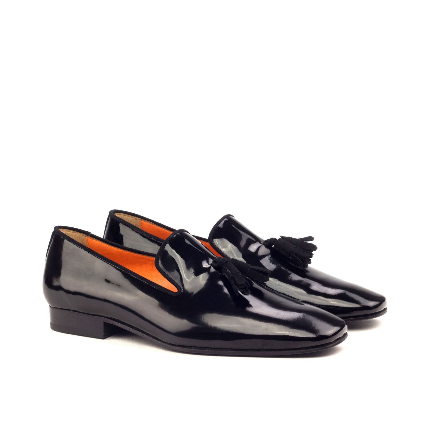 Leather Slippers │ Black & Orange