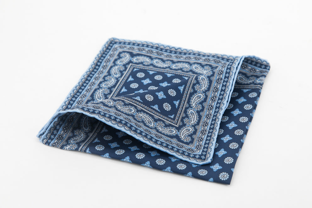 Pocket Square - Blue Flowers Pattern