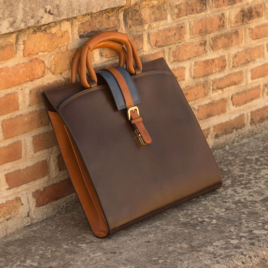 Leather Brief Case │ Dark Brown & Cognac