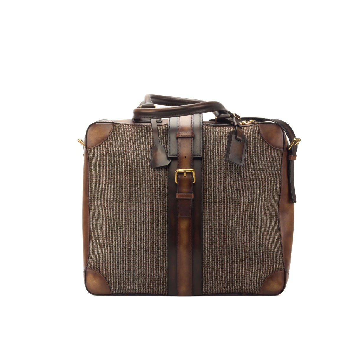 Tweed & Leather Travel Tote │ Grey & Brown