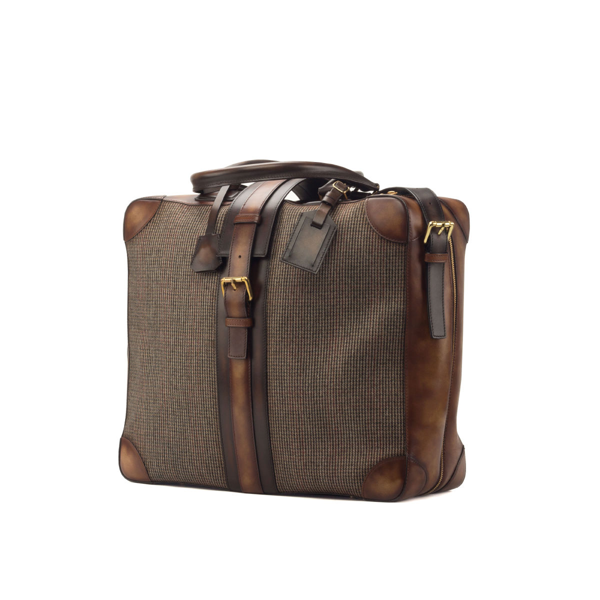 Tweed & Leather Travel Tote │ Grey & Brown