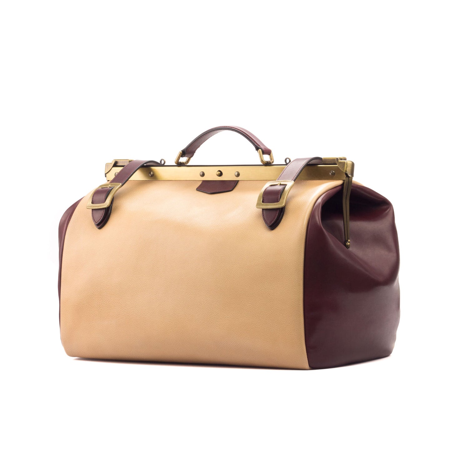 Leather Doctor Bag │ Off White & Dark Brown