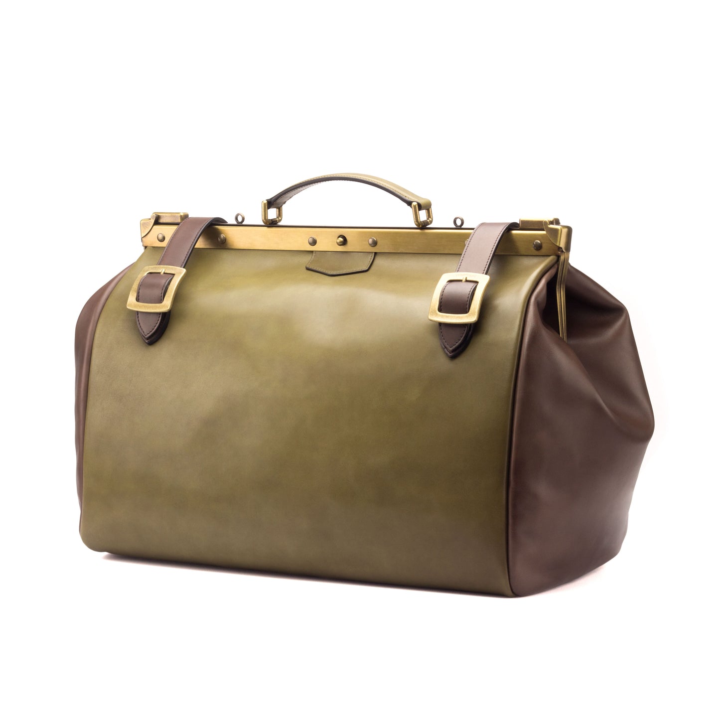 Leather Doctor Bag │ Olive Green & Dark Brown