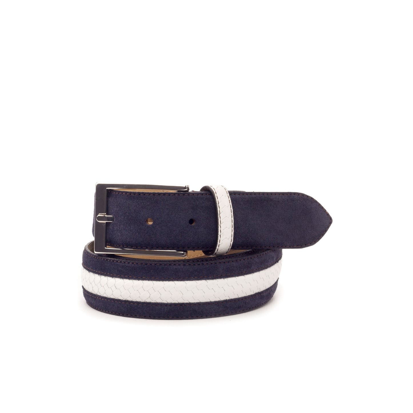 Leather & Suede Venice Belt │ Navy & White