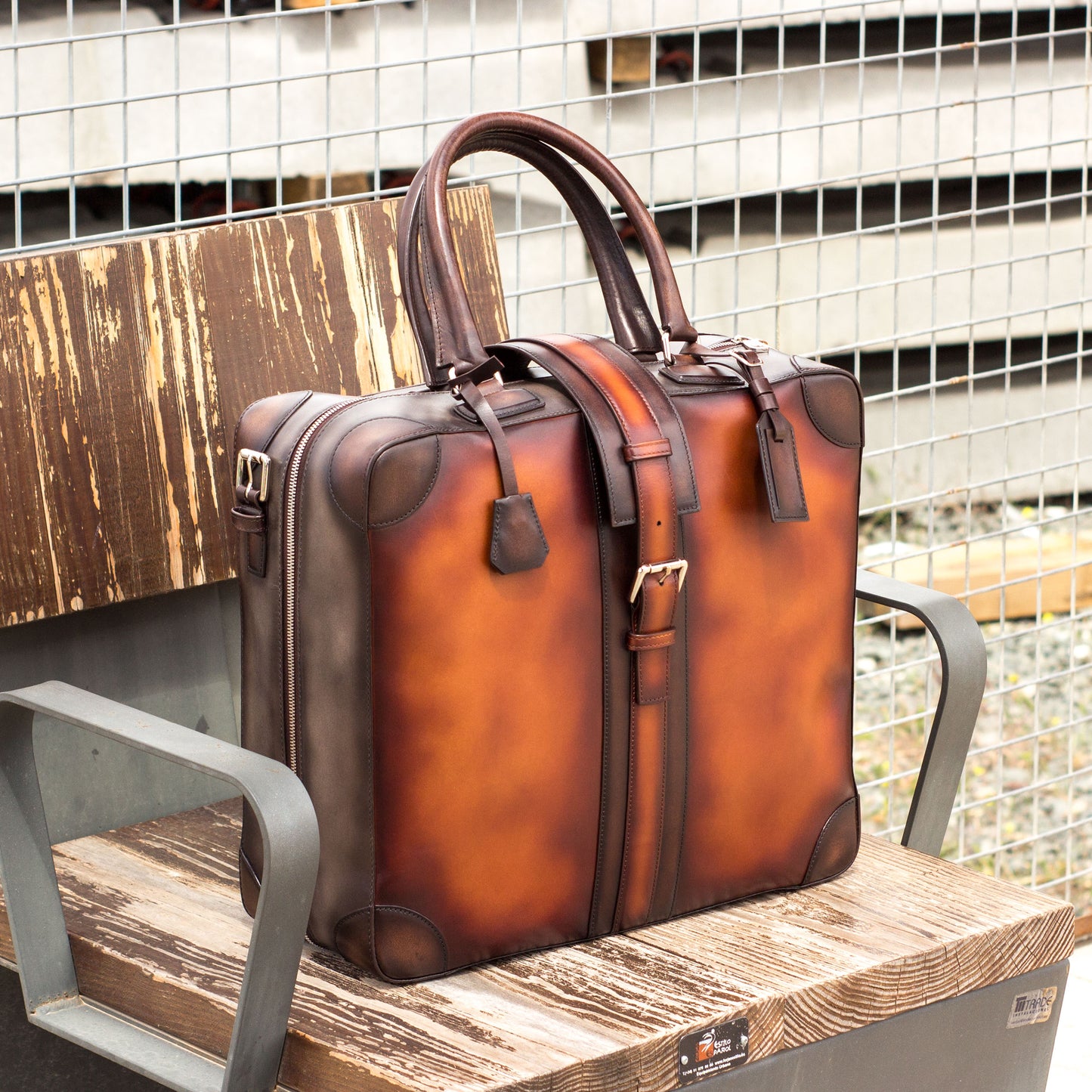 Leather Travel Tote │ Cognac Burn Patina