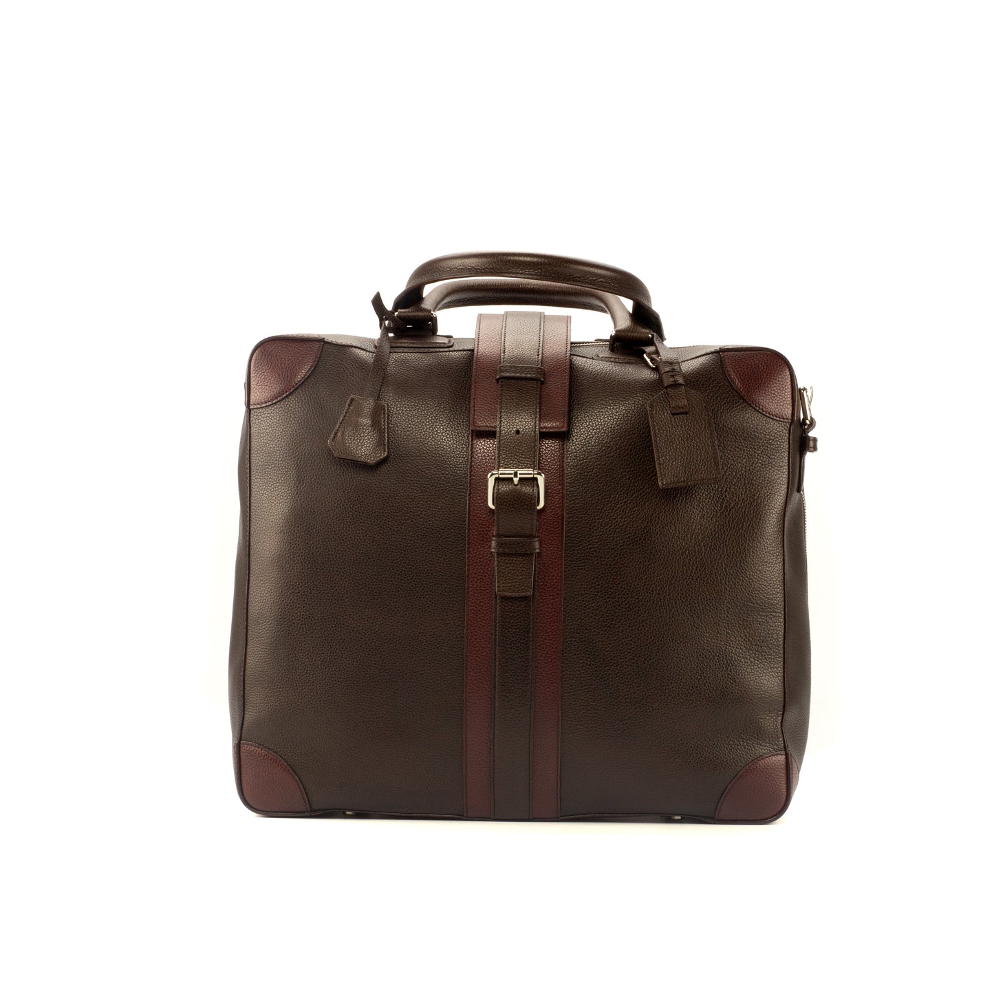 Leather Travel Tote │ Dark Brown & Burgundy