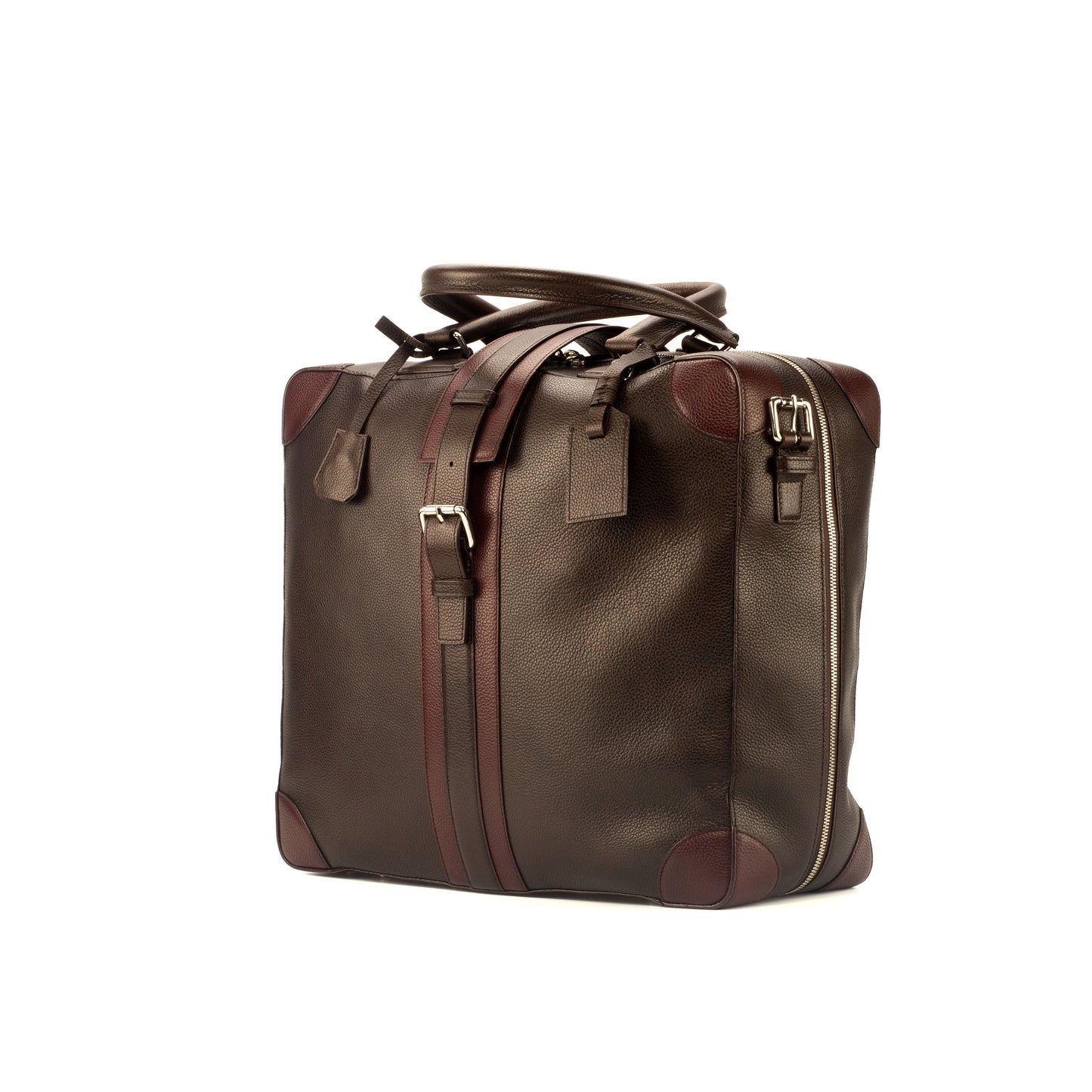 Leather Travel Tote │ Dark Brown & Burgundy