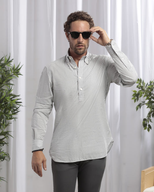 Polo Shirt Poplin │ Grey Stripes