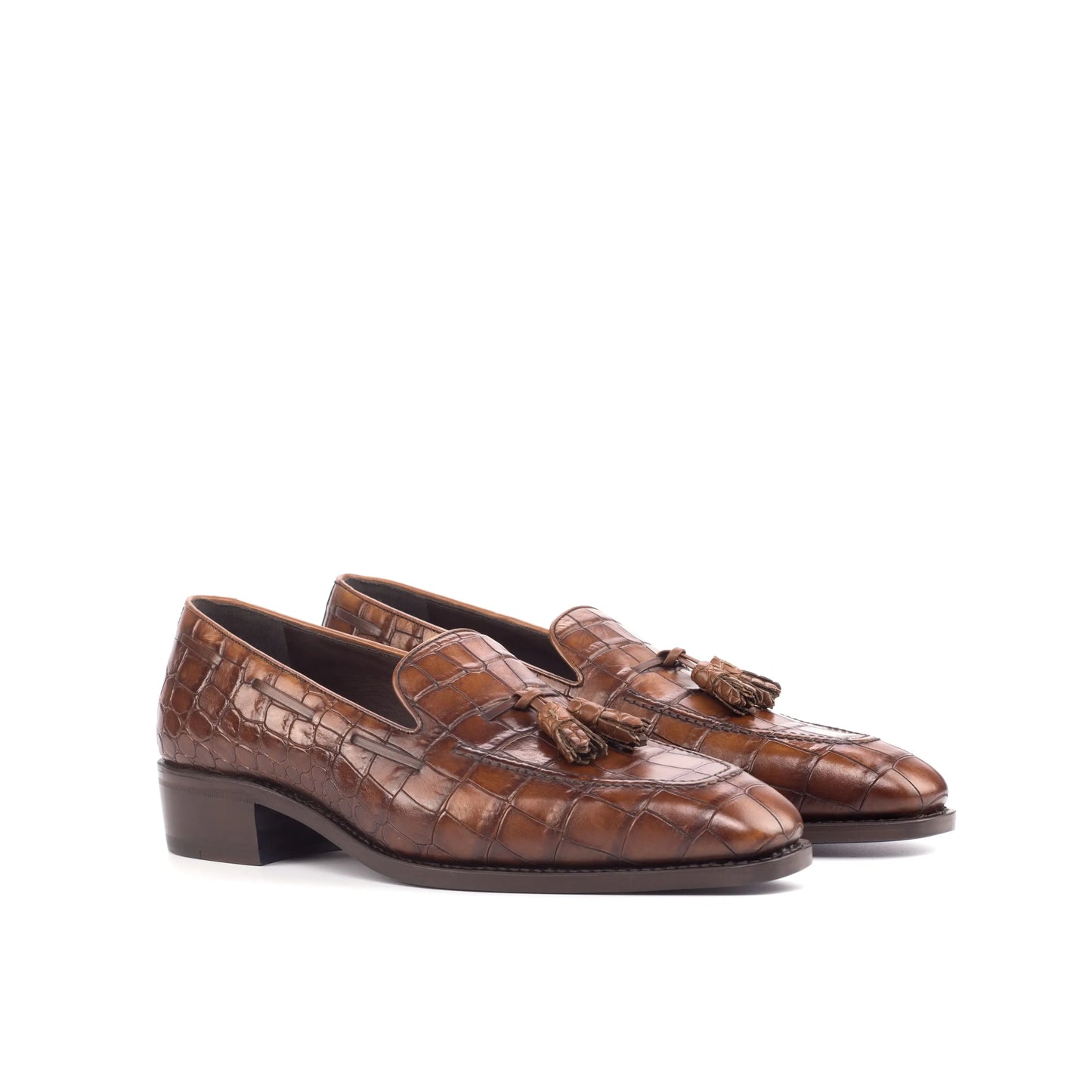 Leather Croc-Effect Loafer Belgravia │ Brown & Tassels