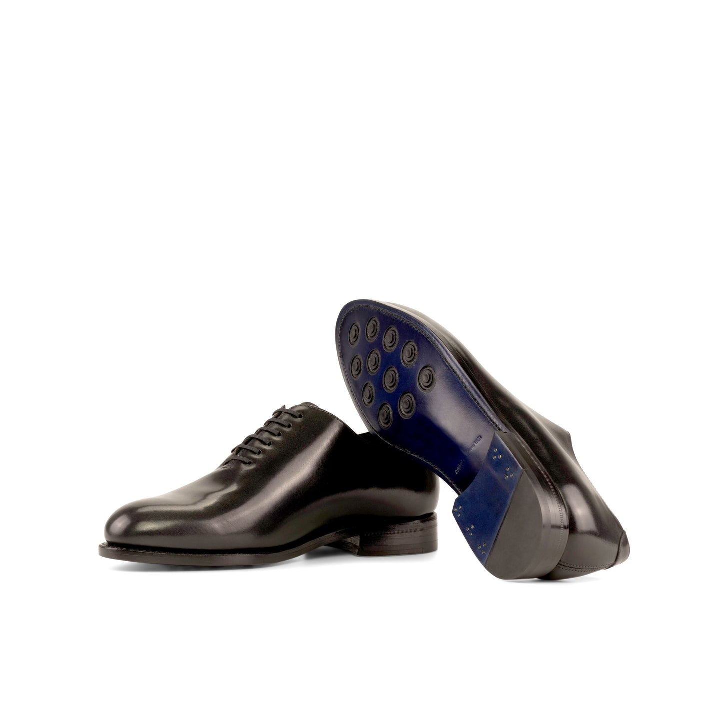 Leather Whole Cut Zurigo │ Black - Navy Soles