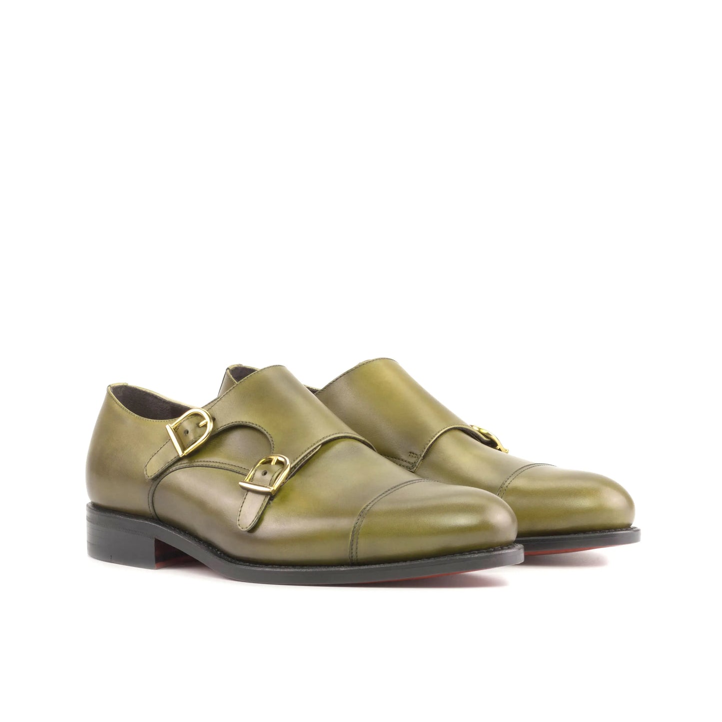 Leather Double Monk Zurigo │ Khaki - Red Soles