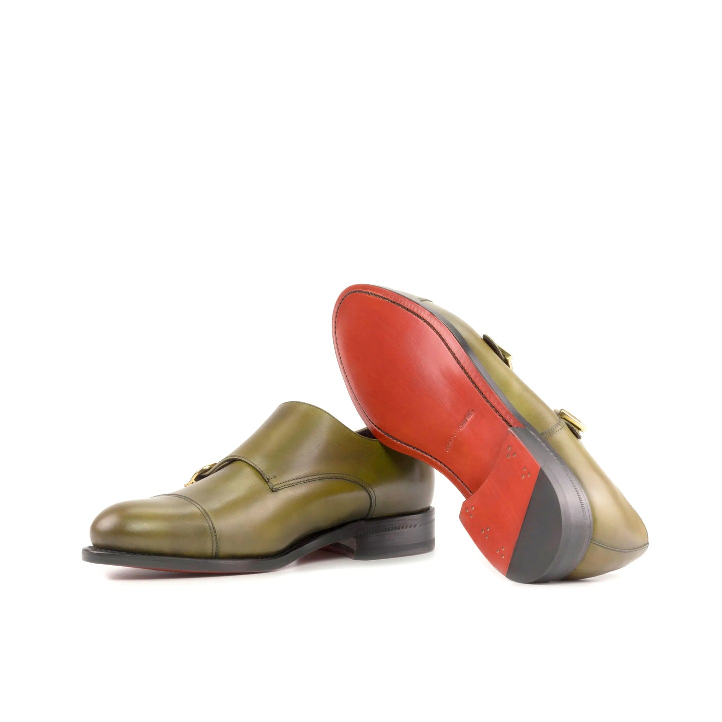 Leather Double Monk Zurigo │ Khaki - Red Soles