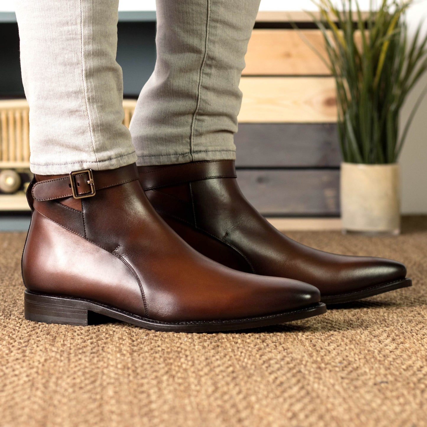 Leather Jodhpur Monti │ Wood Brown Burn-Effect