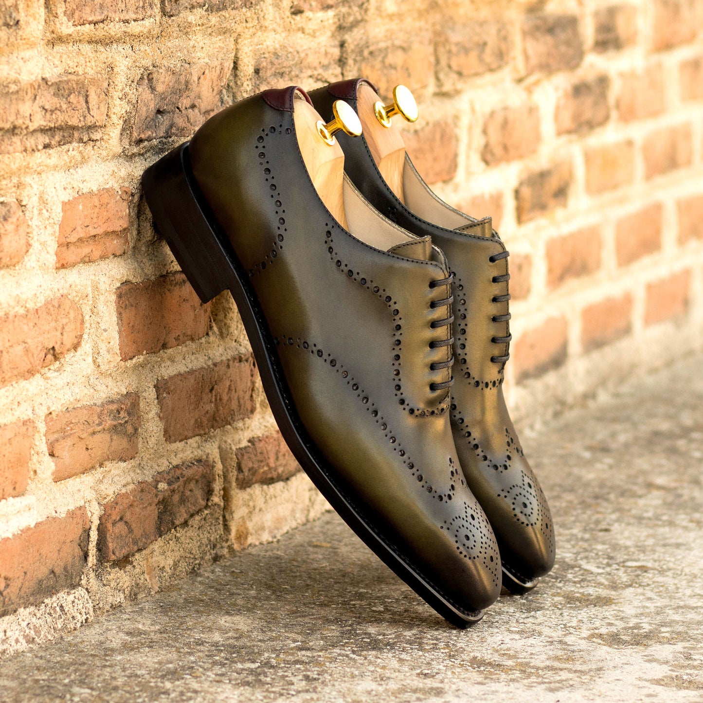 Leather Whole Cut Savile│ Olive painted calf