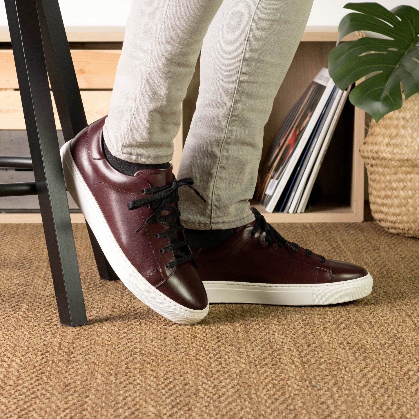 Leather Trainer │ Burgundy Painted Calf