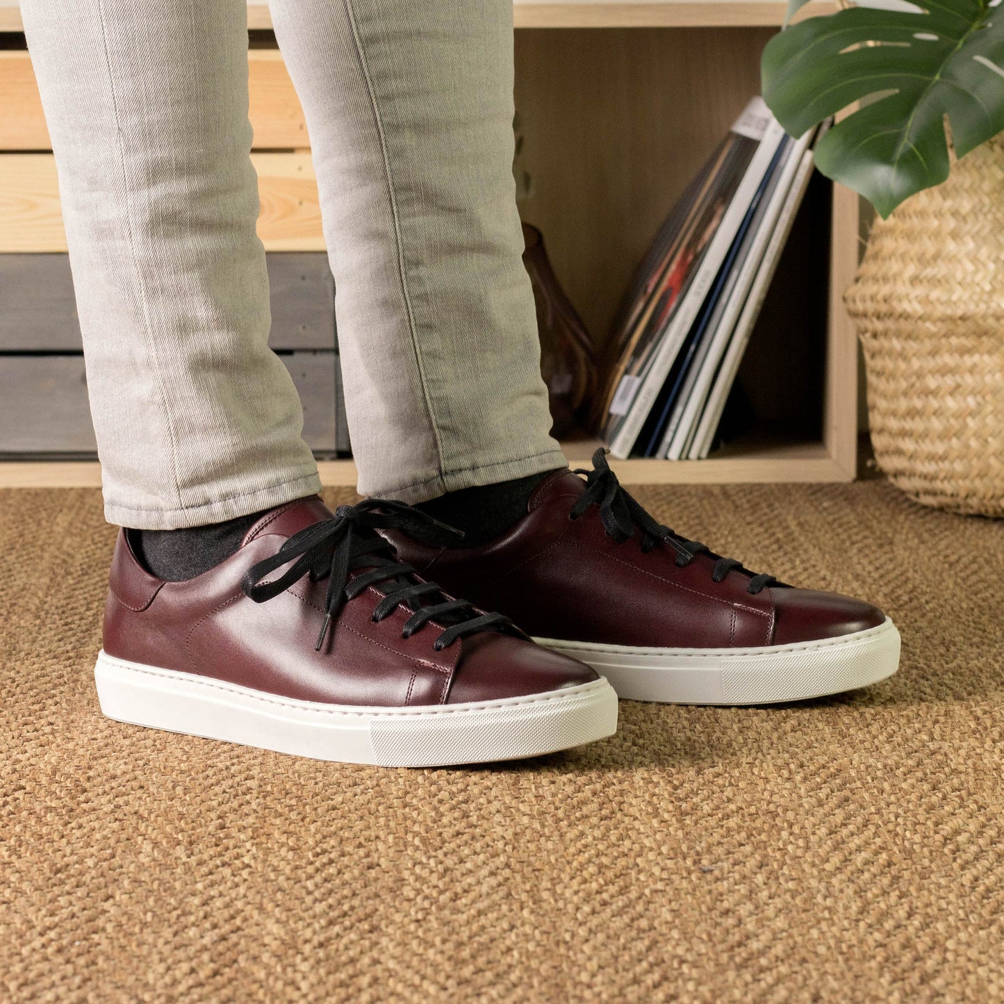 Leather Trainer │ Burgundy Painted Calf