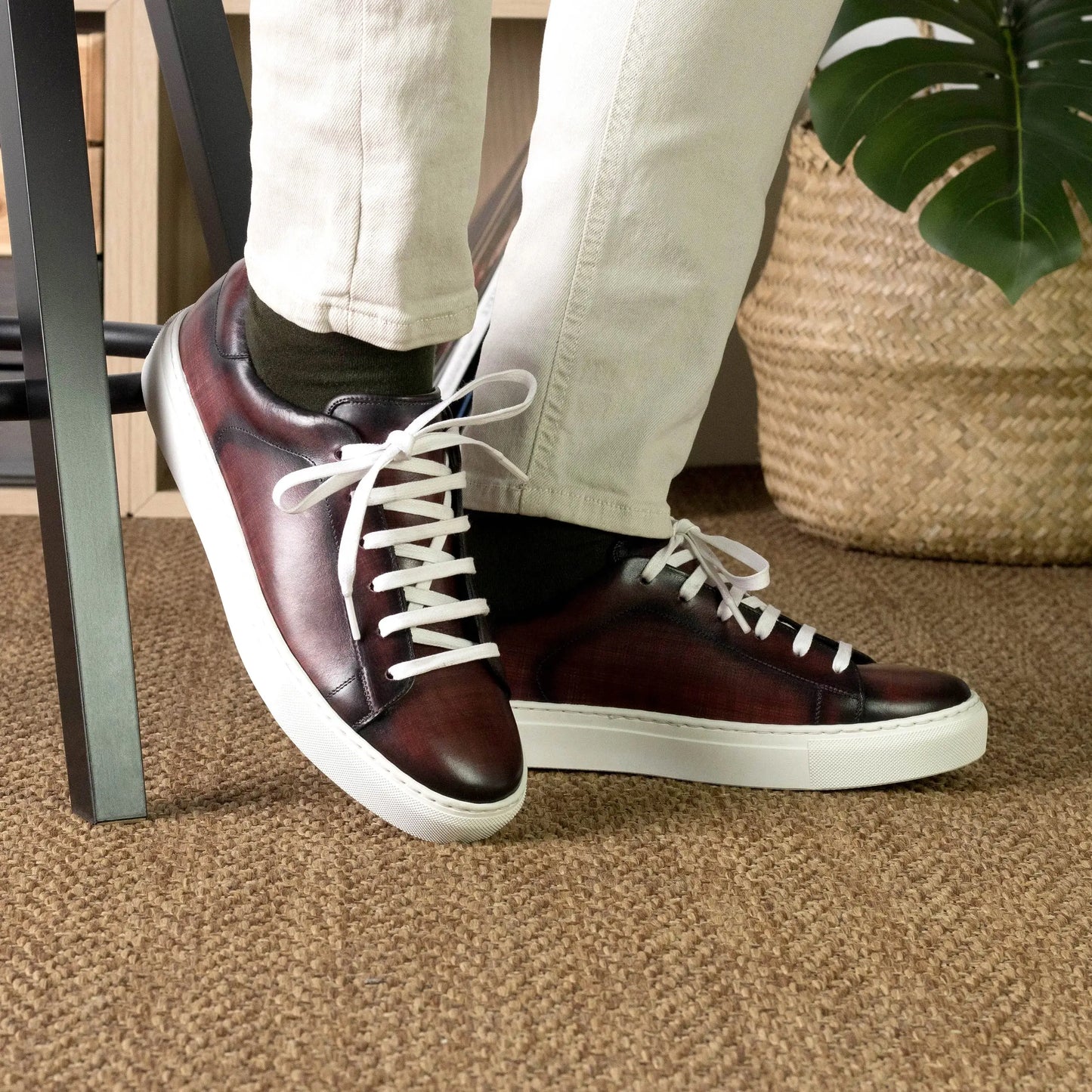 Leather Trainer │ Burgundy Patina