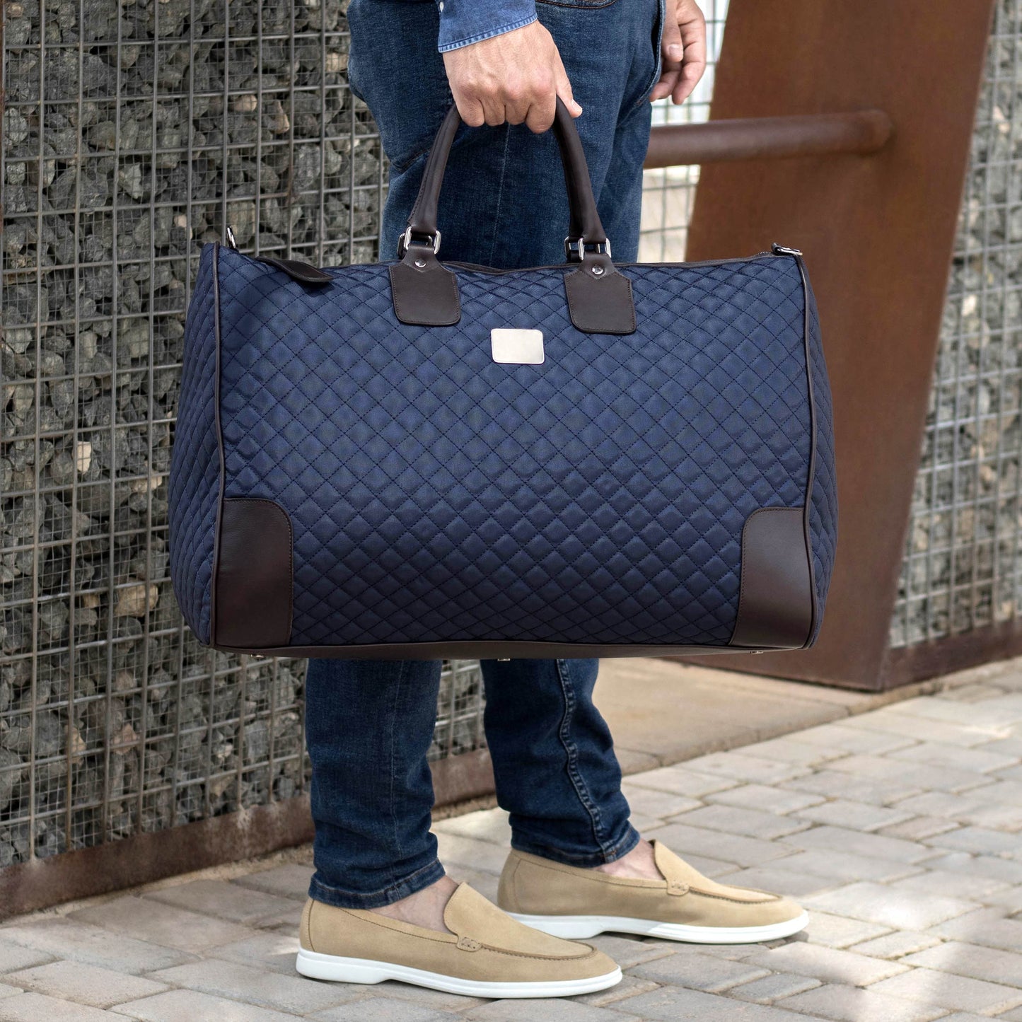 Quilted Weekender Bag │ Navy & Black