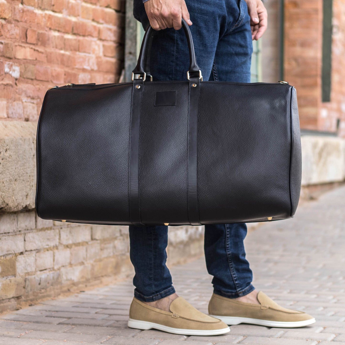 Leather Duffle Bag │ Black Grain