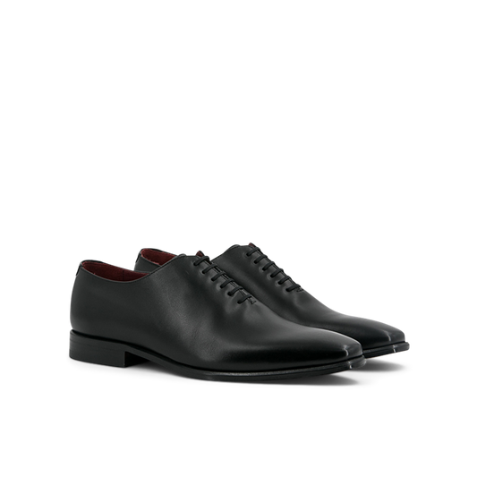 Leather Whole Cut Monti │ Black with Red Soles [BlackStitch]