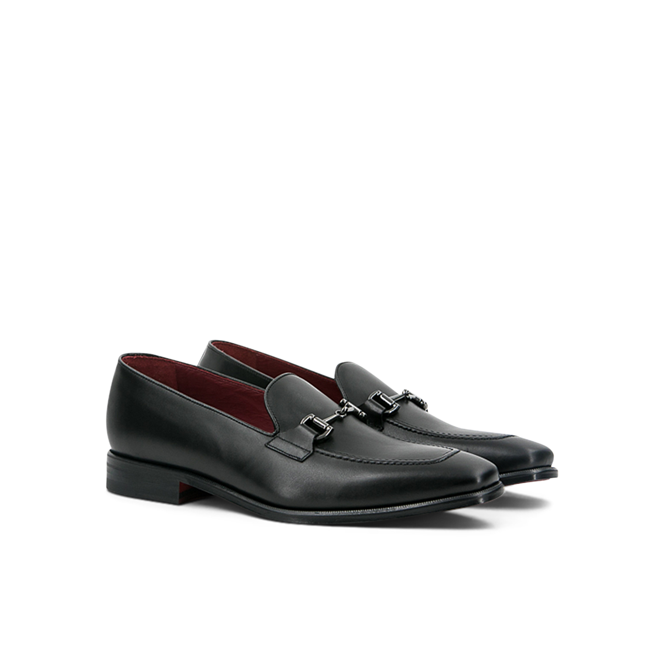 Leather Loafer Savile │ Black with Metal Bar [BlackStitch]