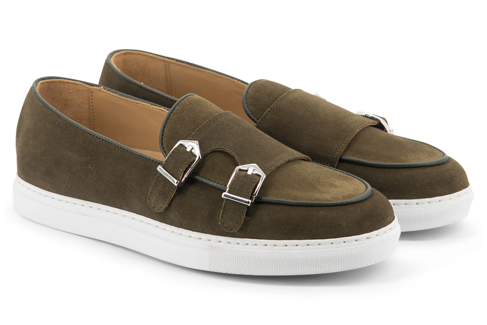 Suede Double Monk Sneakers │ Khaki