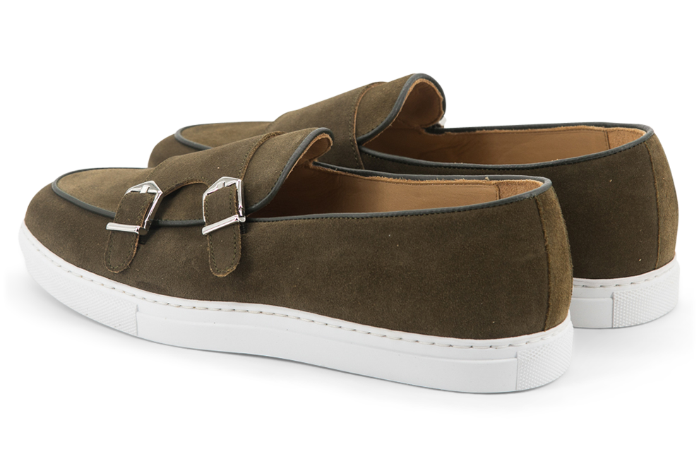 Suede Double Monk Sneakers │ Khaki