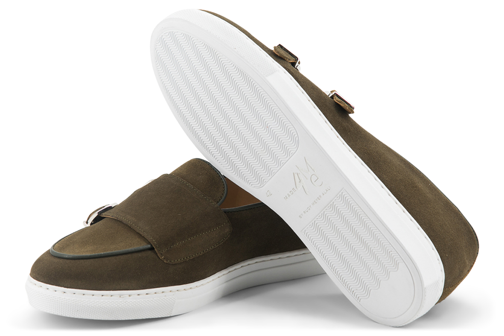 Suede Double Monk Sneakers │ Khaki