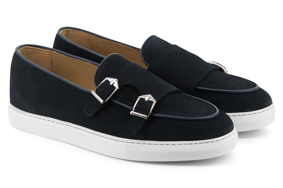 Suede Double Monk Sneakers │ Navy