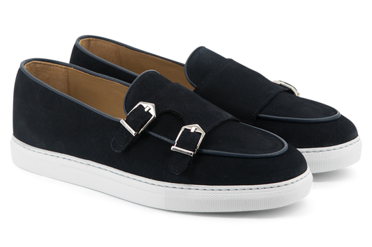 Suede Double Monk Sneakers │ Navy