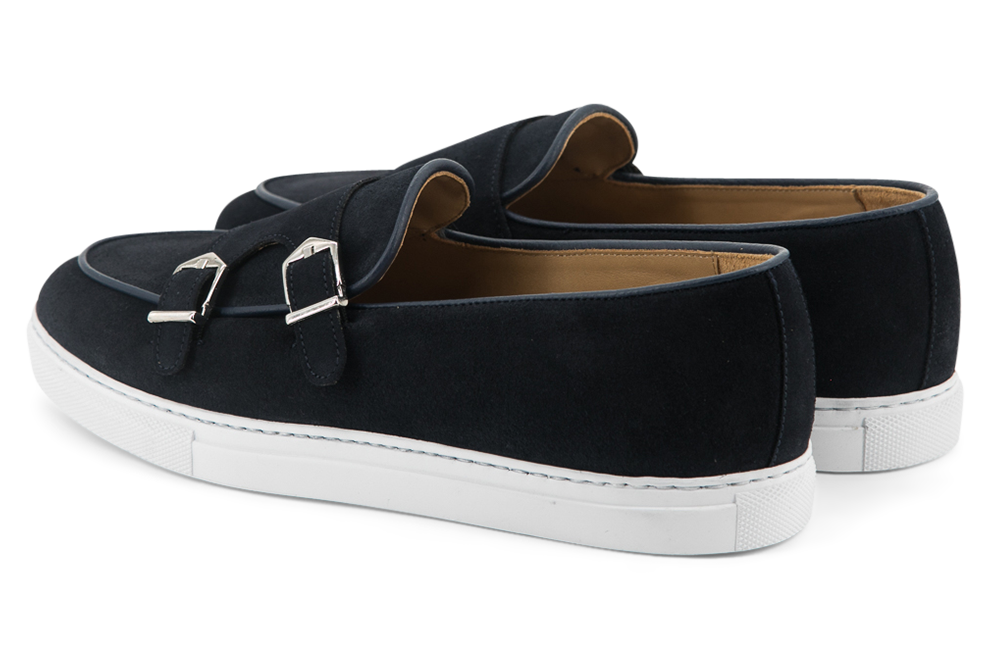 Suede Double Monk Sneakers │ Navy