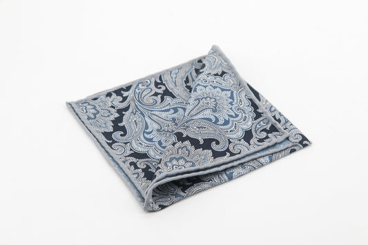 Pocket Square - Black & White Paisley Pattern