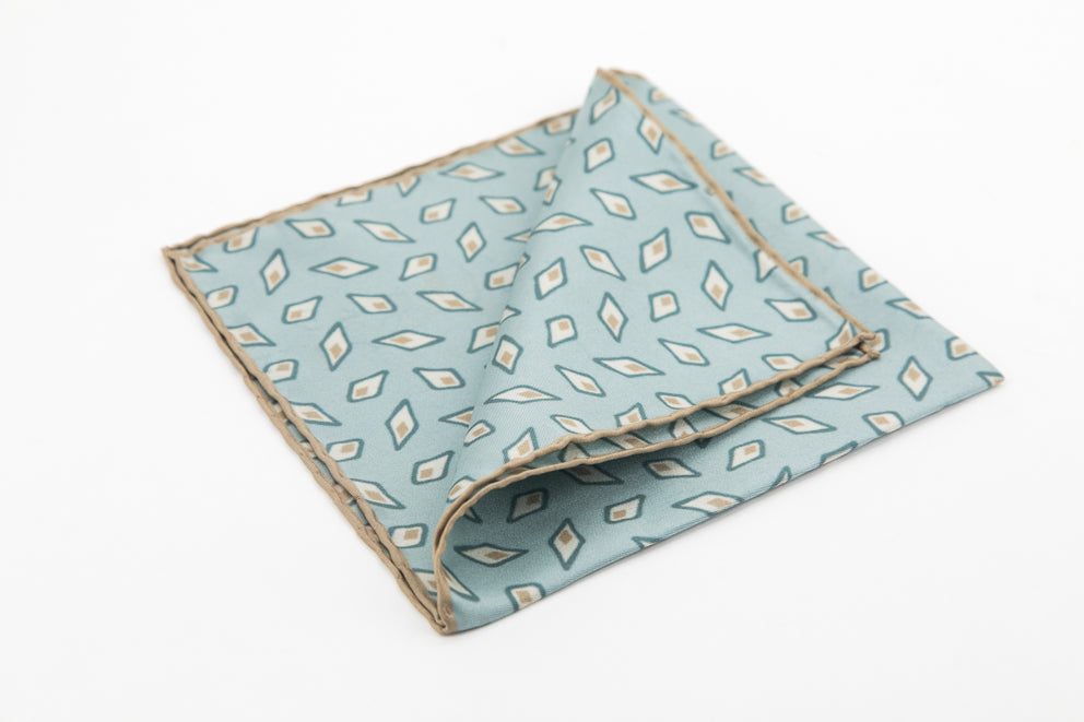 Pocket Square - Light Aqua Diamonds Pattern