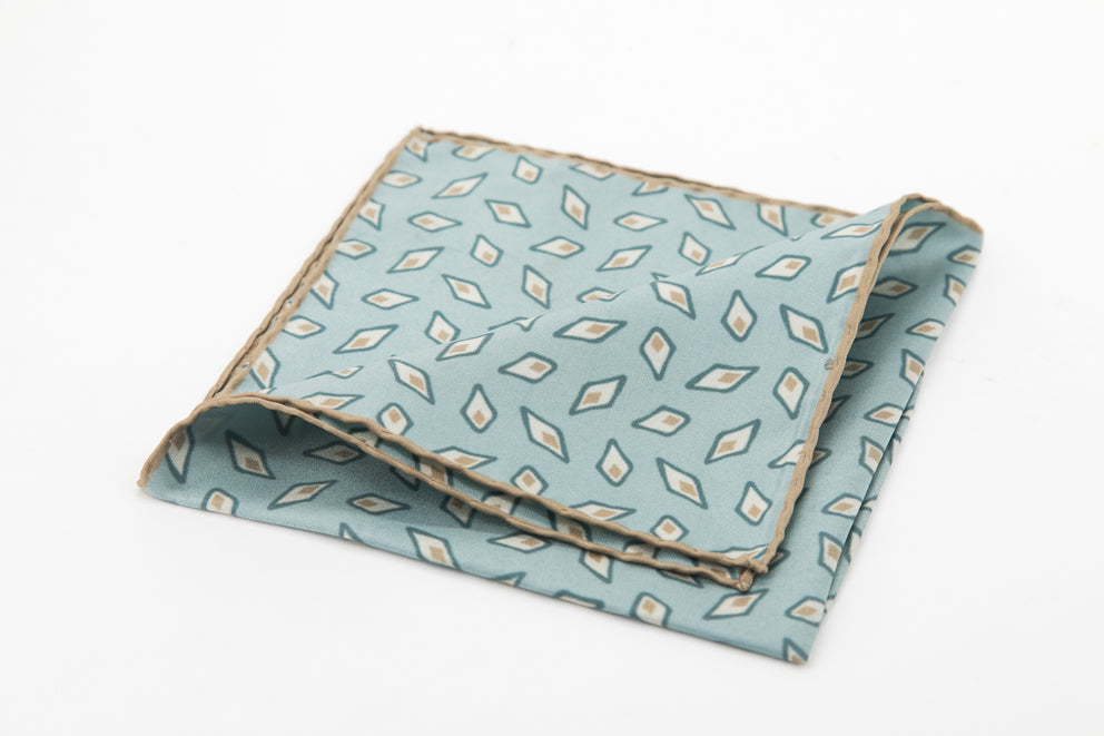 Pocket Square - Light Aqua Diamonds Pattern