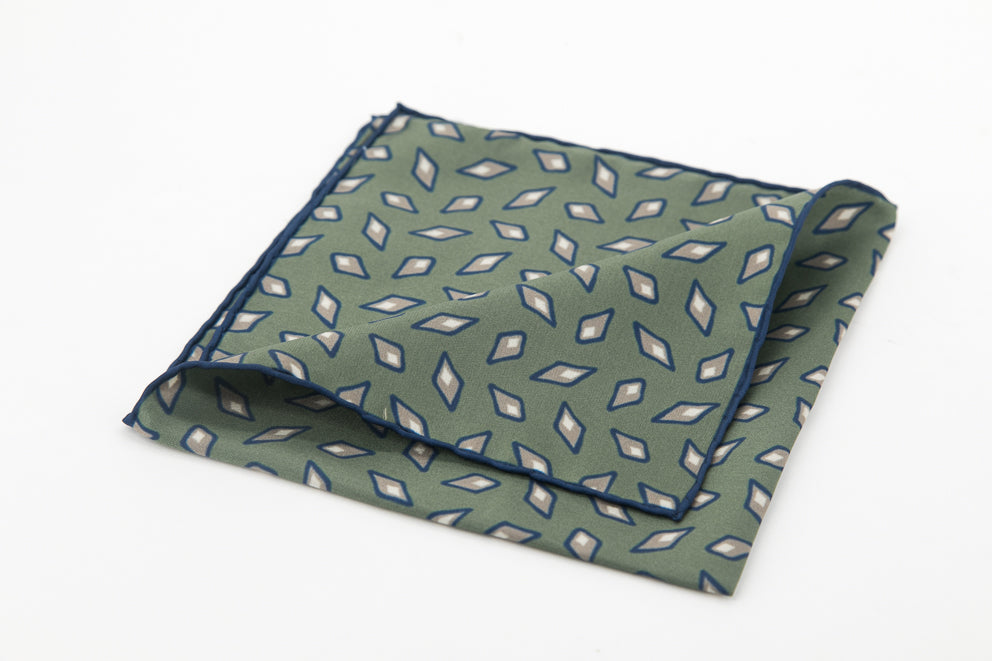 Pocket Square - Khaki Diamonds Pattern