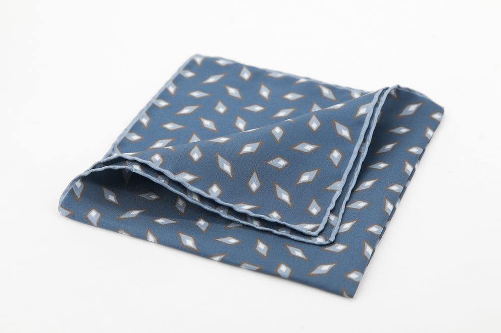 Pocket Square - Blue Diamonds Pattern