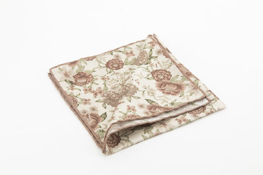 Pocket Square - Beige Baroque Flowers Pattern