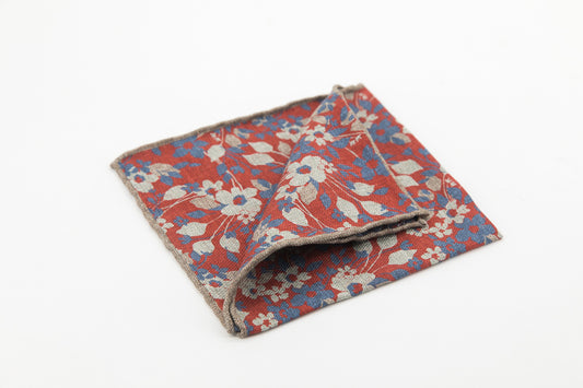 Pocket Square - Rust Flowers Pattern