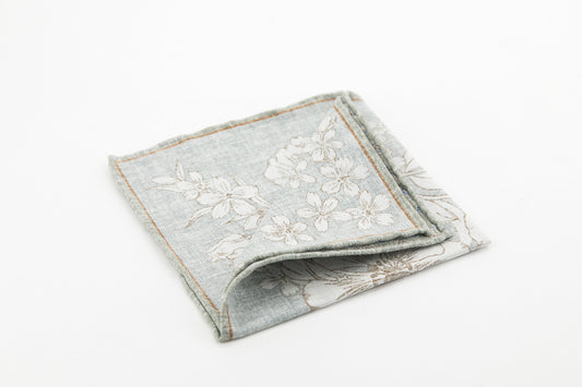 Pocket Square - Grey Flowers Pattern