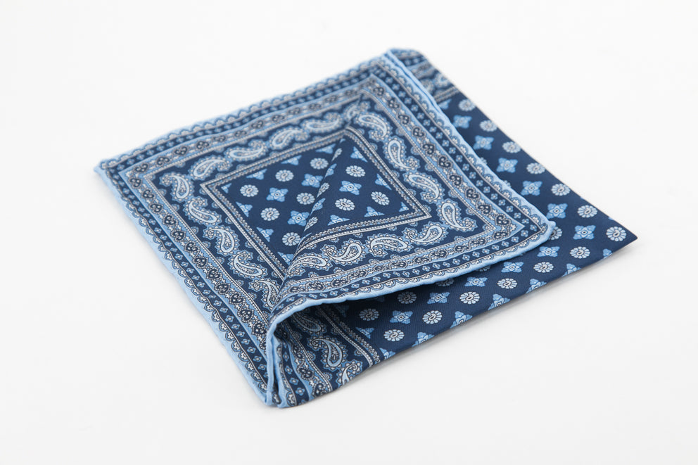 Pocket Square - Blue Flowers Pattern