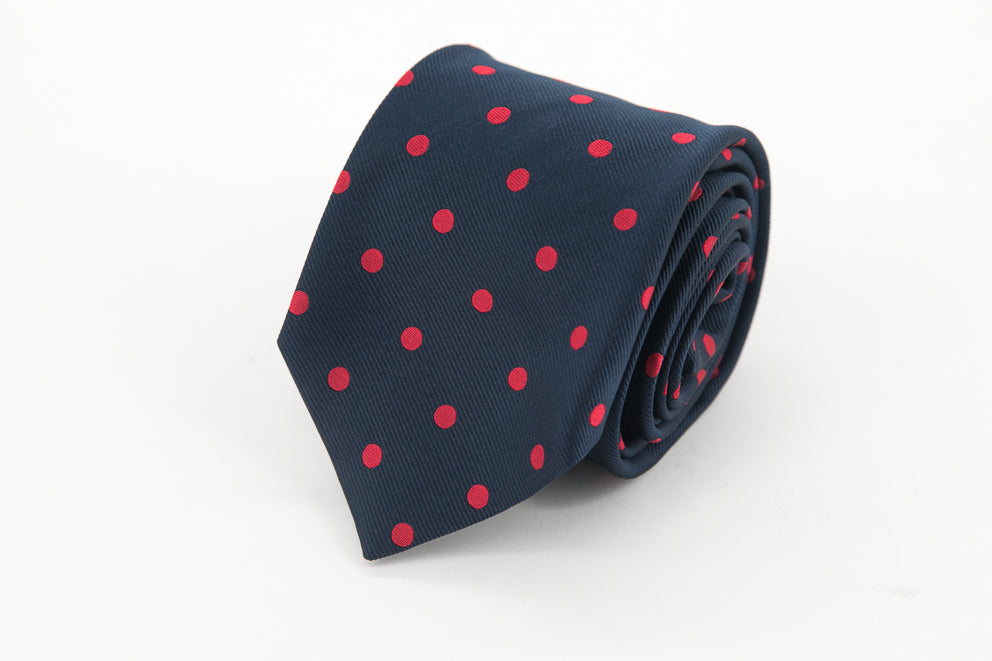 TIE - Navy with Red Dots