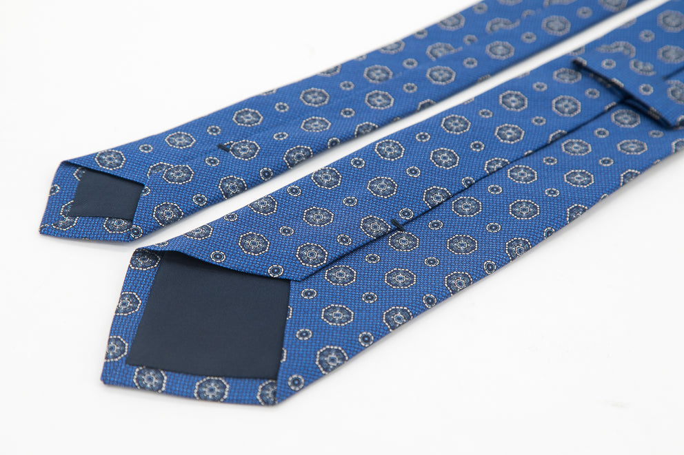 TIE - Blue with Flowers Pattern