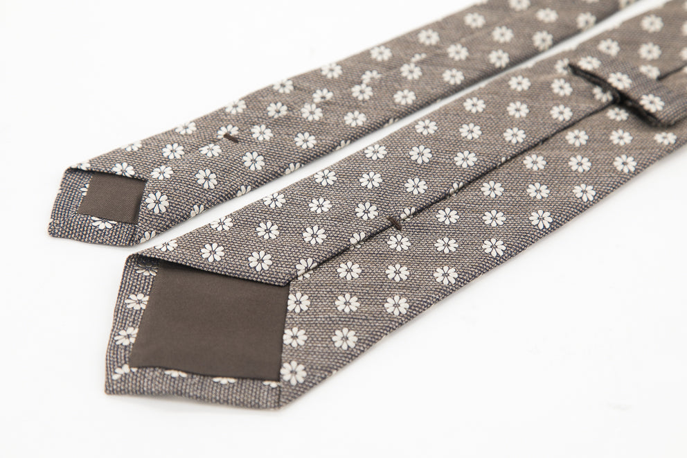 TIE - Beige with Flowers Pattern