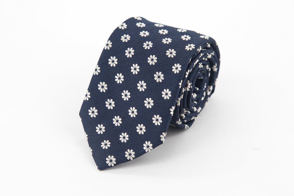 TIE - Navy with Flowers Pattern