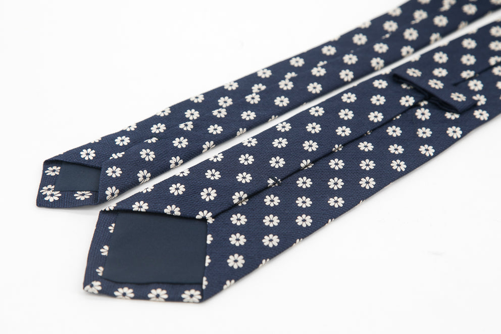 TIE - Navy with Flowers Pattern