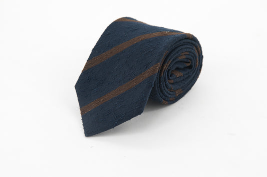 TIE - Striped Navy & Brown