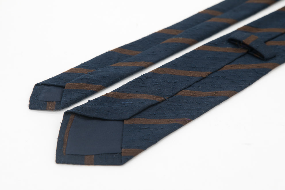 TIE - Striped Navy & Brown