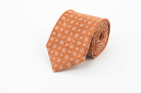 TIE - Orange with Flowers Patterns