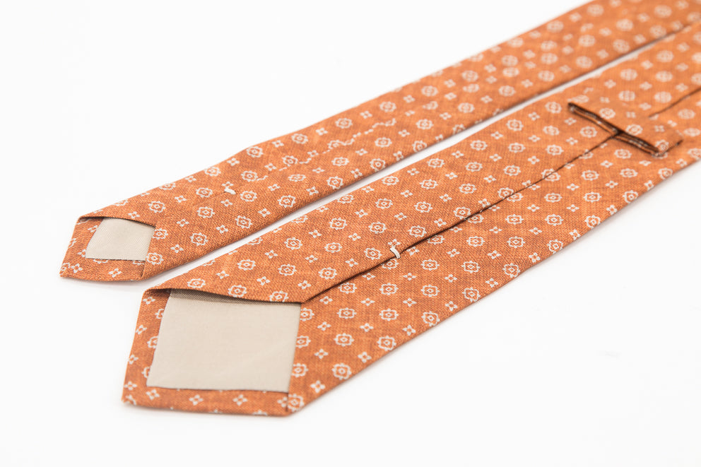 TIE - Orange with Flowers Patterns