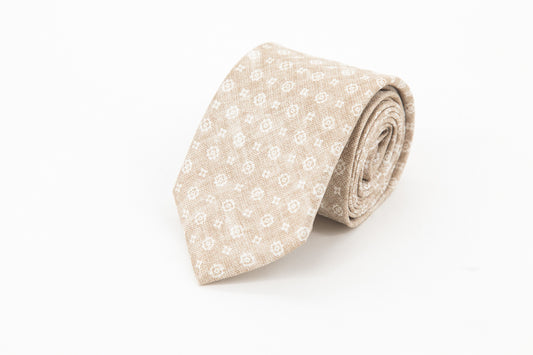 TIE - Beige with Flowers Patterns